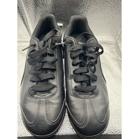 Puma Roma Classic Black Leather Sneakers Shoes Men Size 10 - Picture 2 of 7